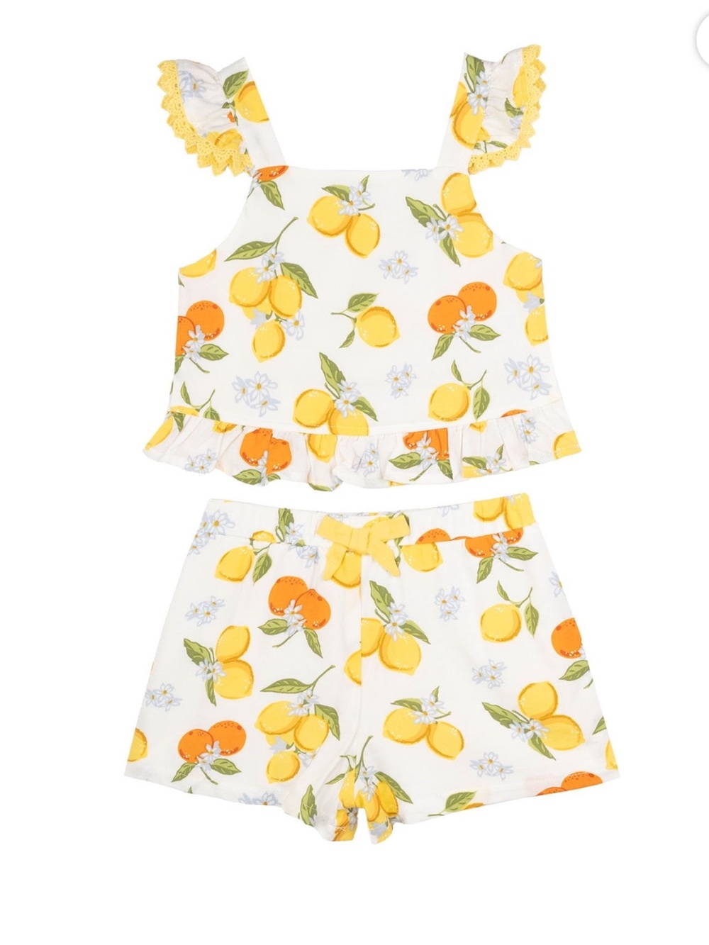 Rare Editions Toddler Girls 2 Piece Elastic Waistband Woven Short Set Lemons 2T - Picture 7 of 9